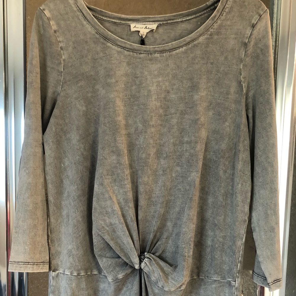Long sleeve T shirt dress with knot detail